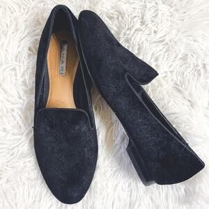 TAHARI • Black Frankie Velvet Floral Slip On Mule Loafers